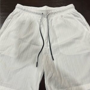 Men's White Athletic Shorts with Drawstring